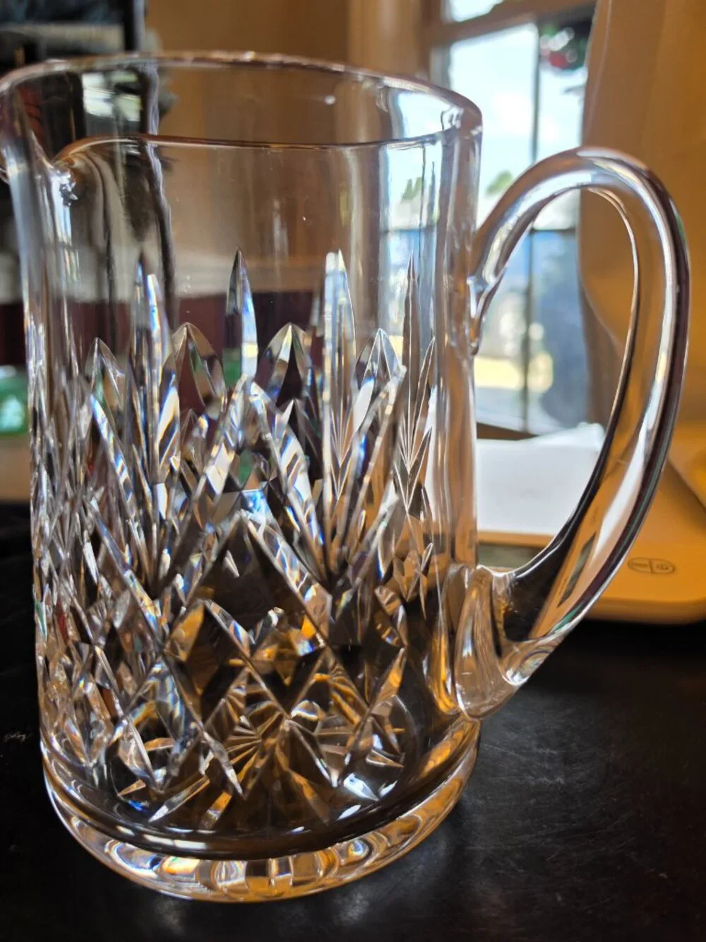 Crystal heavy cut pitcher--beautiful no markings